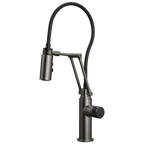Brizo Odin Mezcladora Articulante — Acero Luxe — Perilla con Cristal Negro