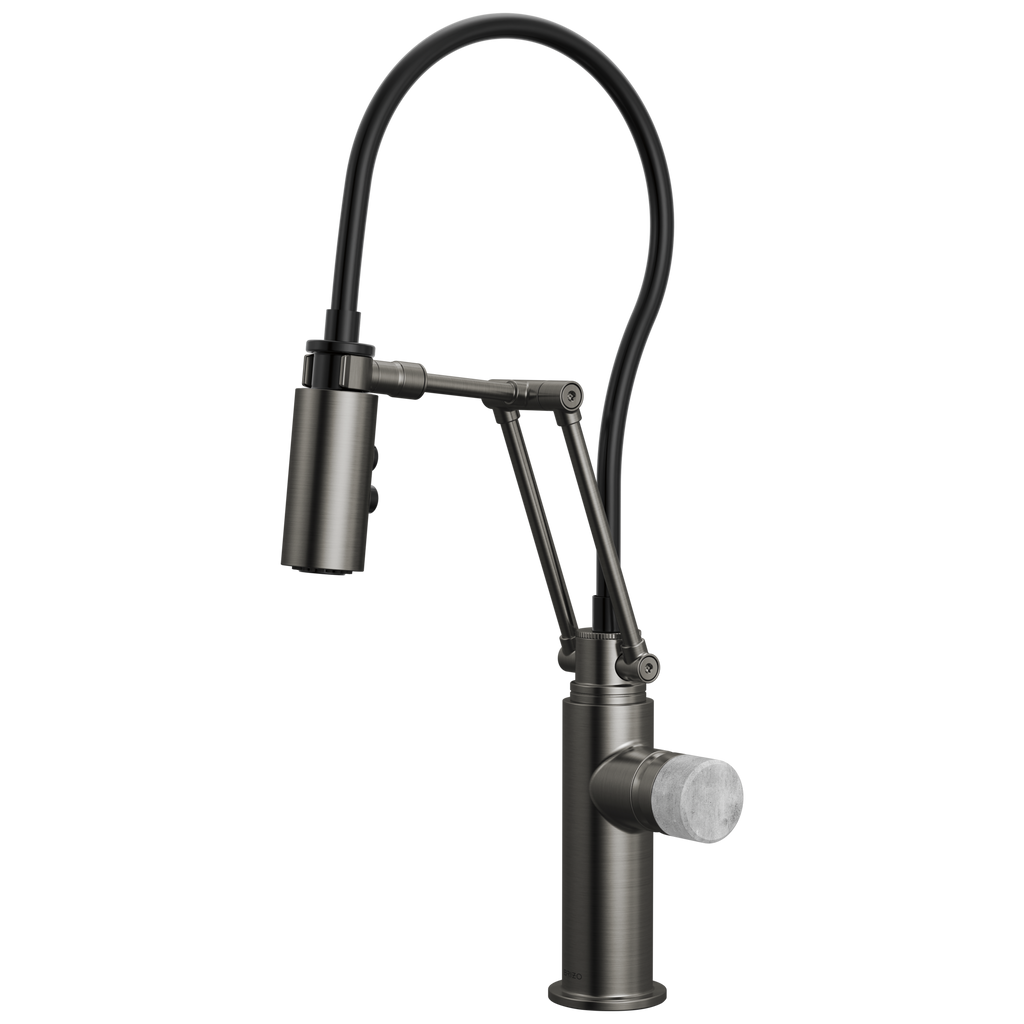 Brizo Odin Mezcladora Articulante — Acero Luxe — Perilla de Concreto