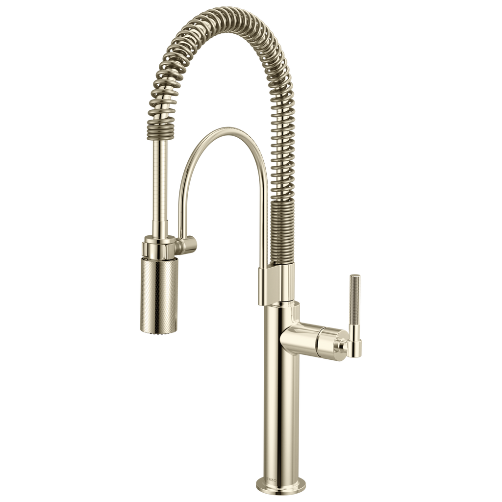 Brizo Litze Mezcladora Semi-Profesional — Manija Knurled — Níquel Pulido