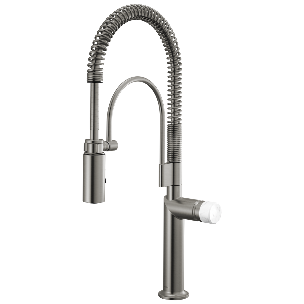 Brizo Odin Mezcladora Semi-Profesional — Acero Luxe — Perilla de Mármol Blanco