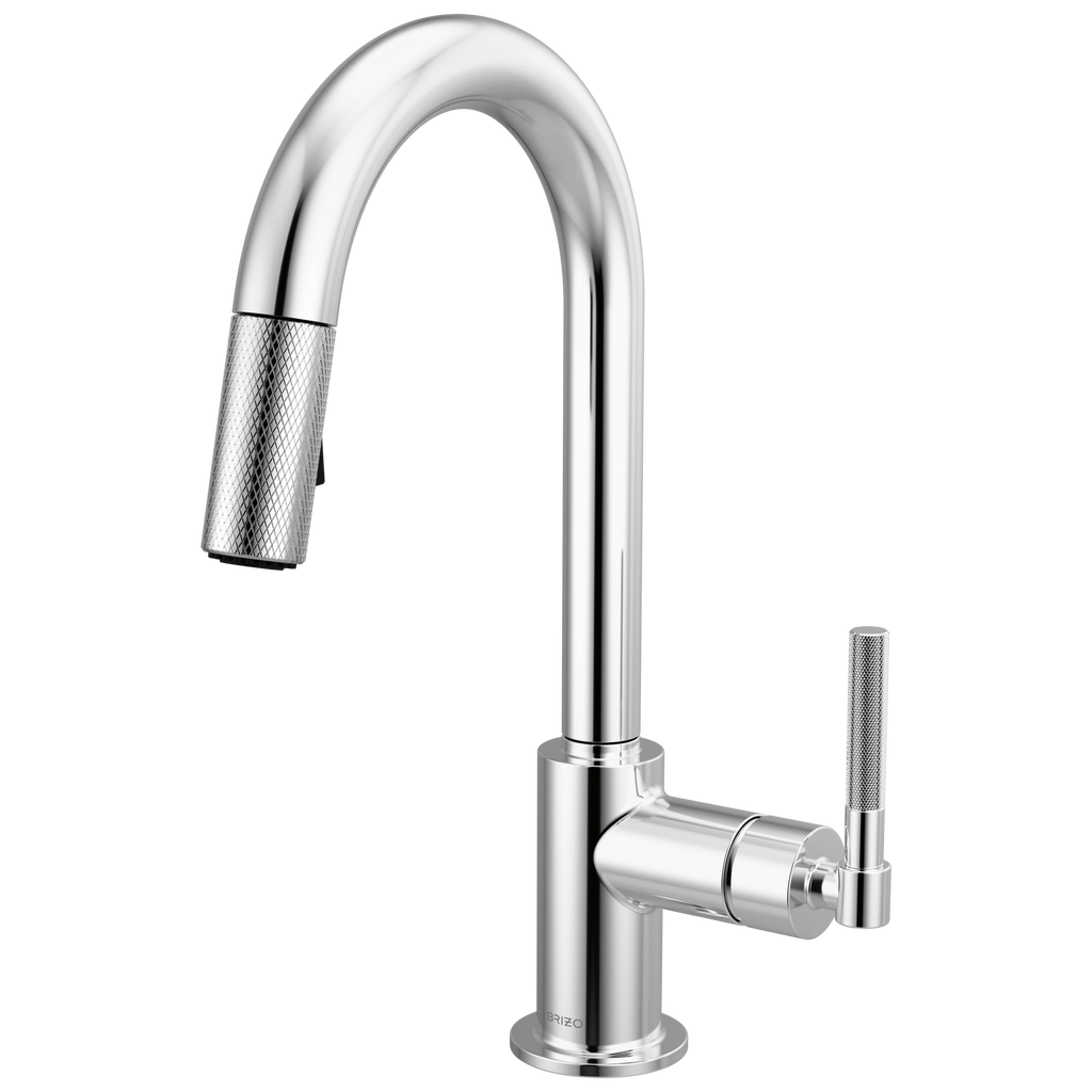 Brizo Litze Mezcladora Prep Extraíble — Surtidor en Arco, Manija Knurled — Cromo