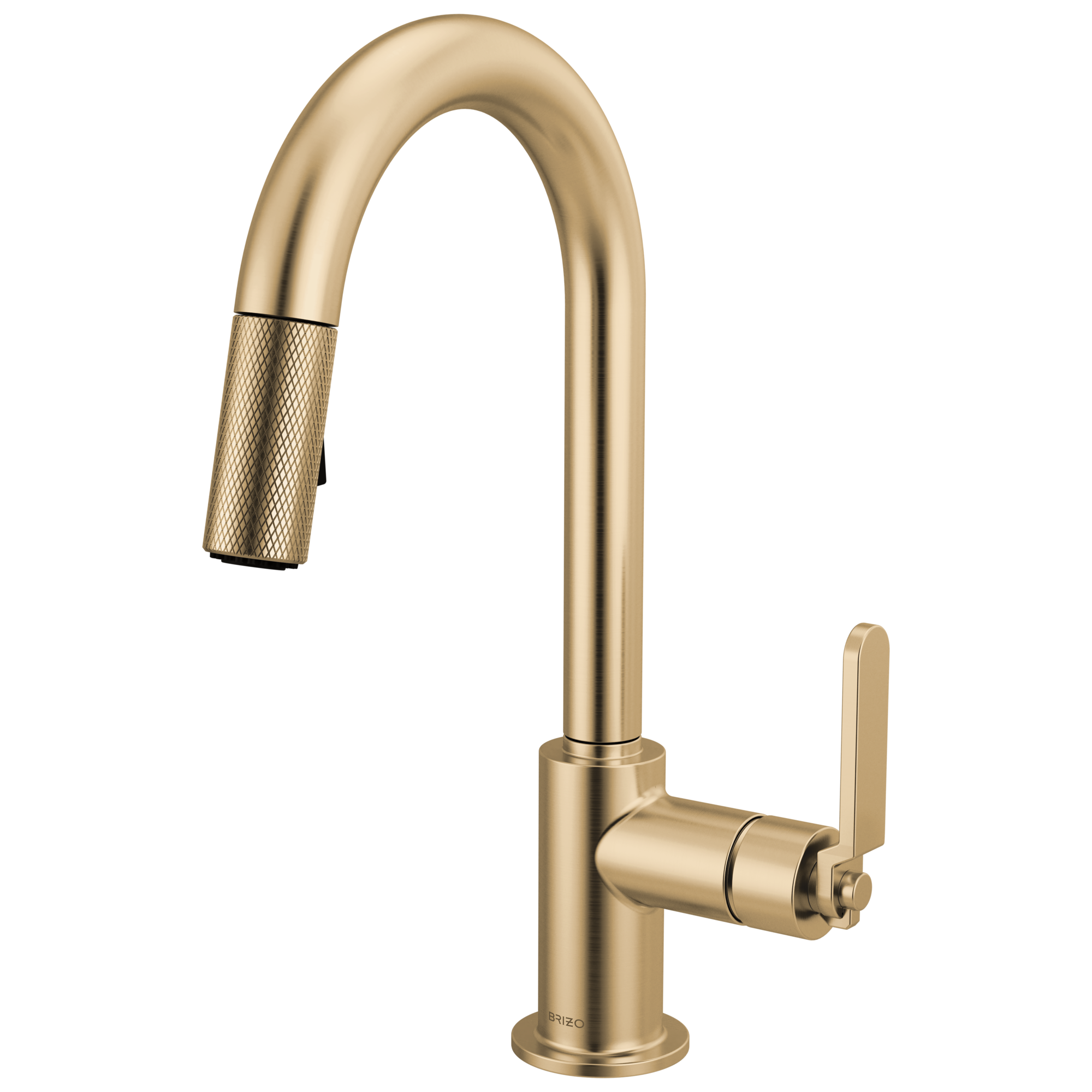 Brizo Litze Mezcladora Prep Extraíble — Surtidor en Arco, Manija Industrial — Oro Luxe