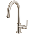 Brizo Litze Mezcladora Prep Extraíble — Surtidor en Arco, Manija Industrial — Acero Inoxidable