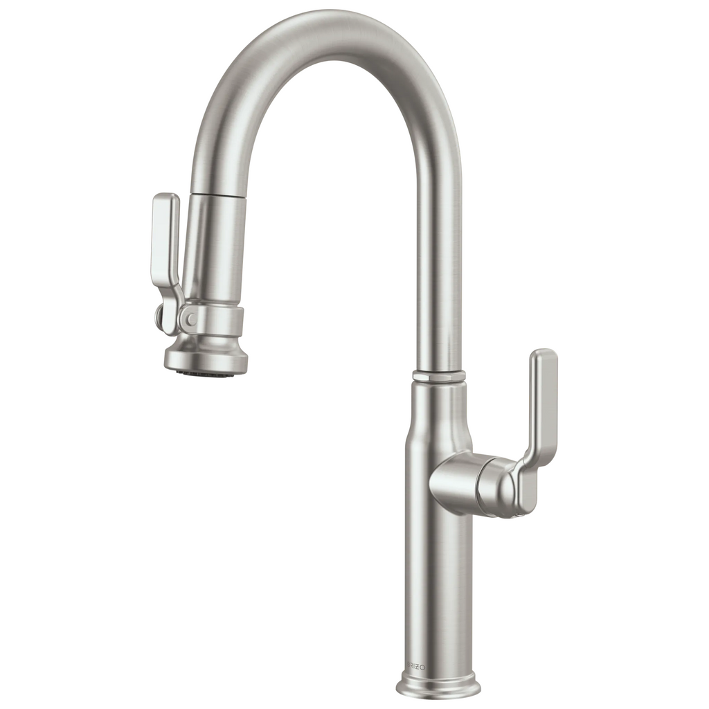 Brizo Faircroft Mezcladora Prep Extraíble — Surtidor en Arco — Acero Inoxidable — Manija Industrial