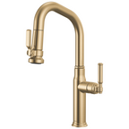 Brizo Faircroft Mezcladora Prep Extraíble — Surtidor en Ángulo — Oro Luxe — Manija Coin Edge