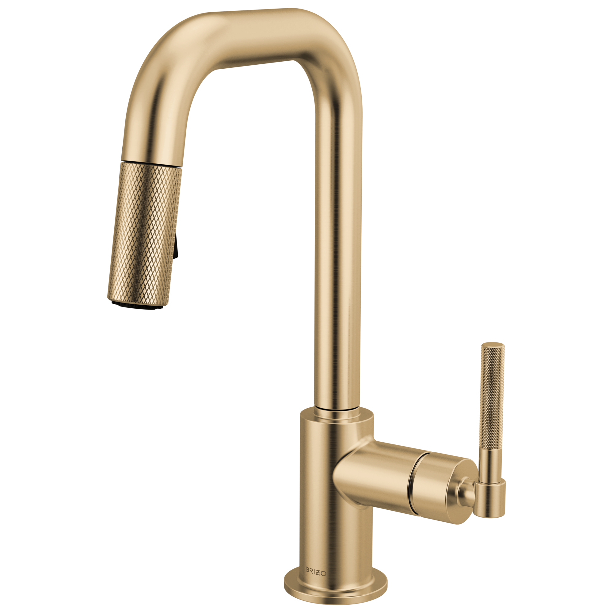 Brizo Litze Mezcladora Prep Extraíble — Surtidor Cuadrado, Manija Knurled — Oro Luxe