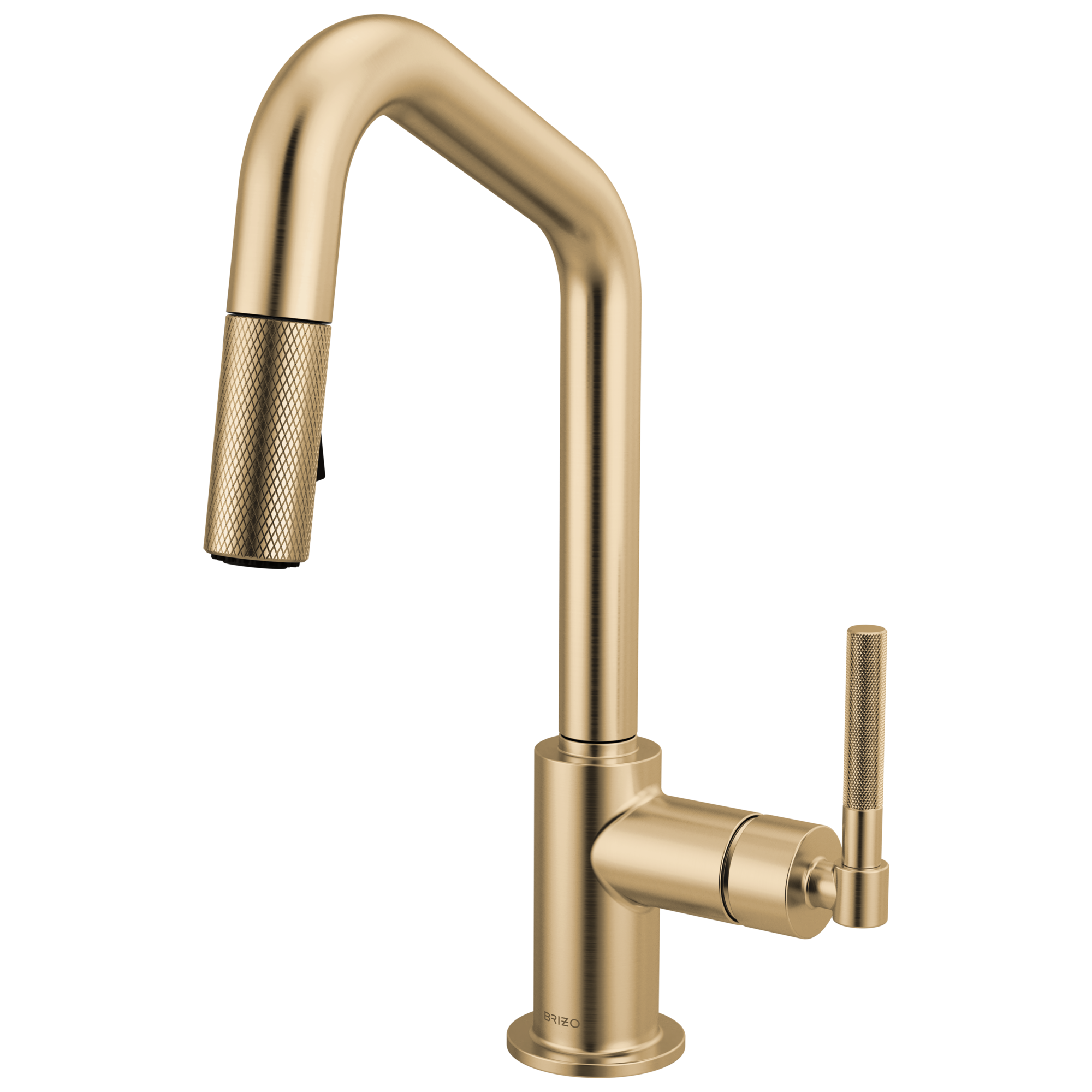 Brizo Litze Mezcladora Prep Extraíble — Surtidor en Ángulo, Manija Knurled — Oro Luxe