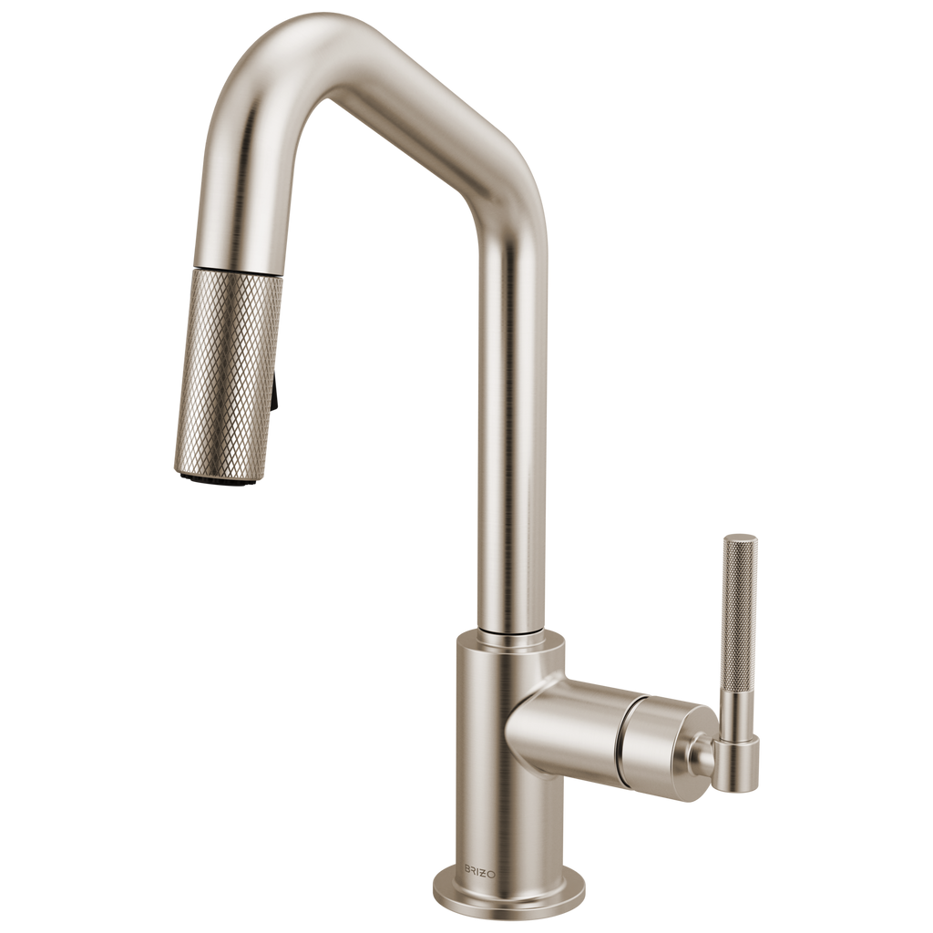 Brizo Litze Mezcladora Prep Extraíble — Surtidor en Ángulo, Manija Knurled — Acero Inoxidable