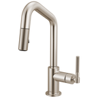 Brizo Litze Mezcladora Prep Extraíble — Surtidor en Ángulo, Manija Knurled — Acero Inoxidable