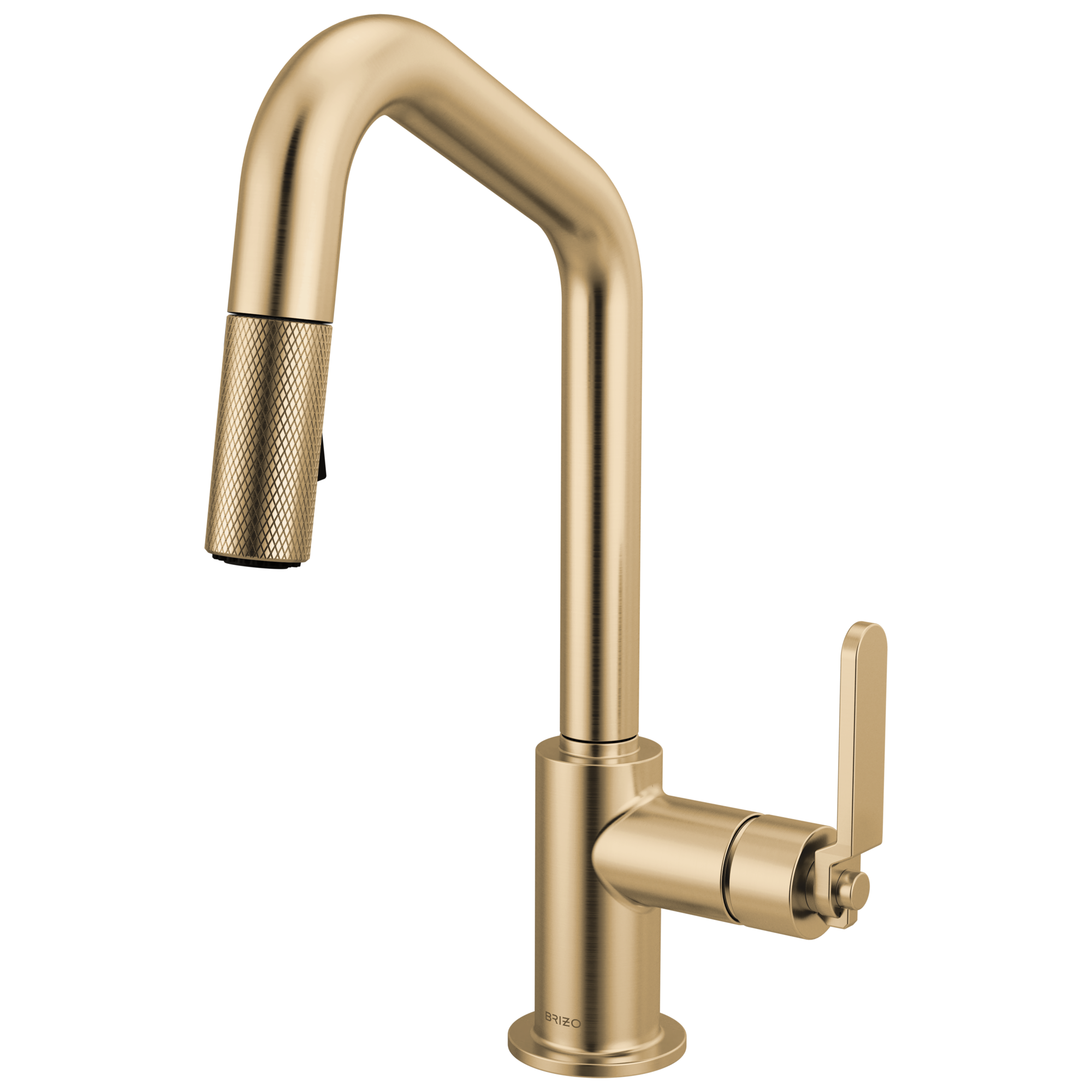 Brizo Litze Mezcladora Prep Extraíble — Surtidor en Ángulo, Manija Industrial — Oro Luxe