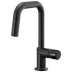 Brizo Odin Mezcladora Prep Extraíble — Surtidor Cuadrado — Negro Mate — Perilla con Cristal Negro