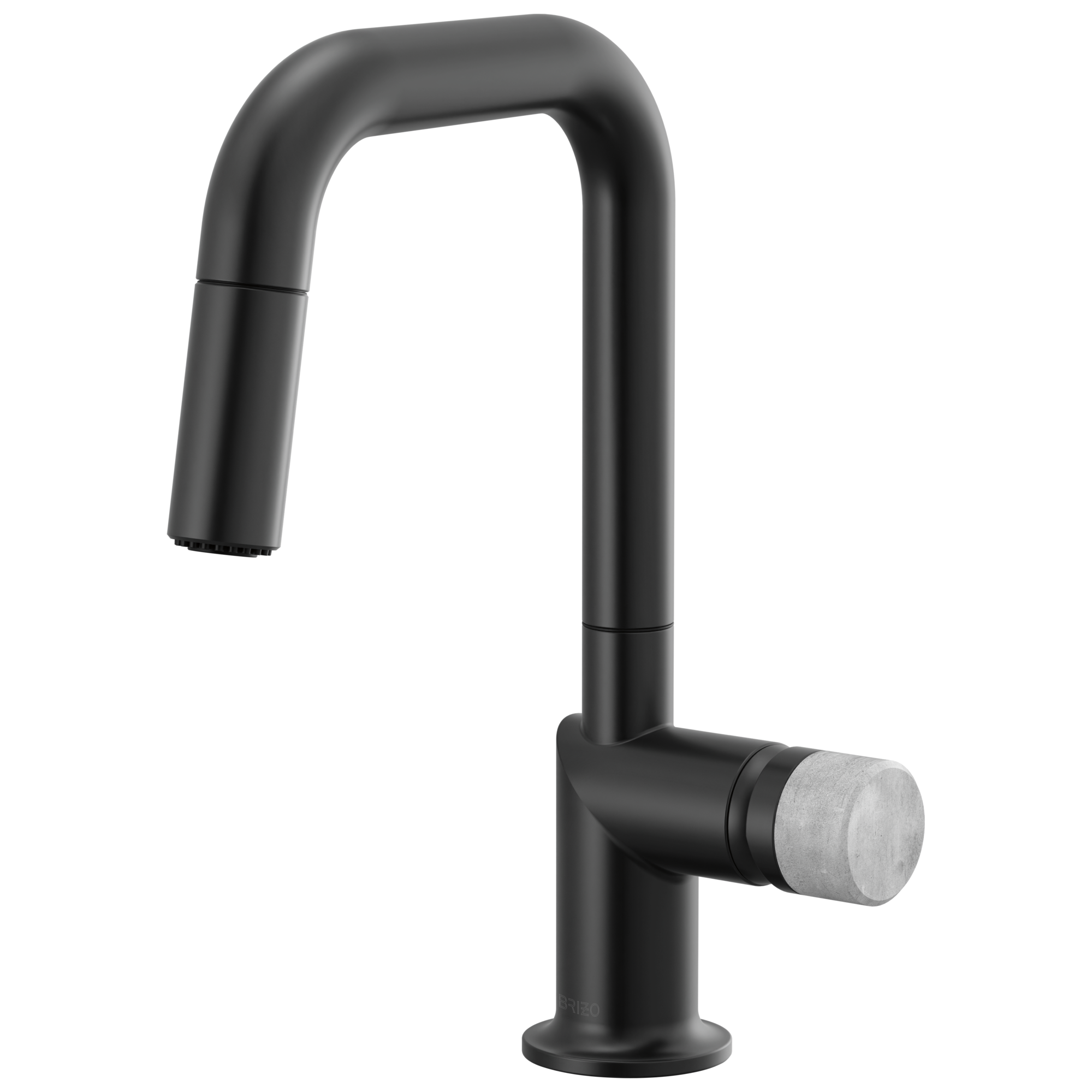 Brizo Odin Mezcladora Prep Extraíble — Surtidor Cuadrado — Negro Mate — Perilla de Concreto