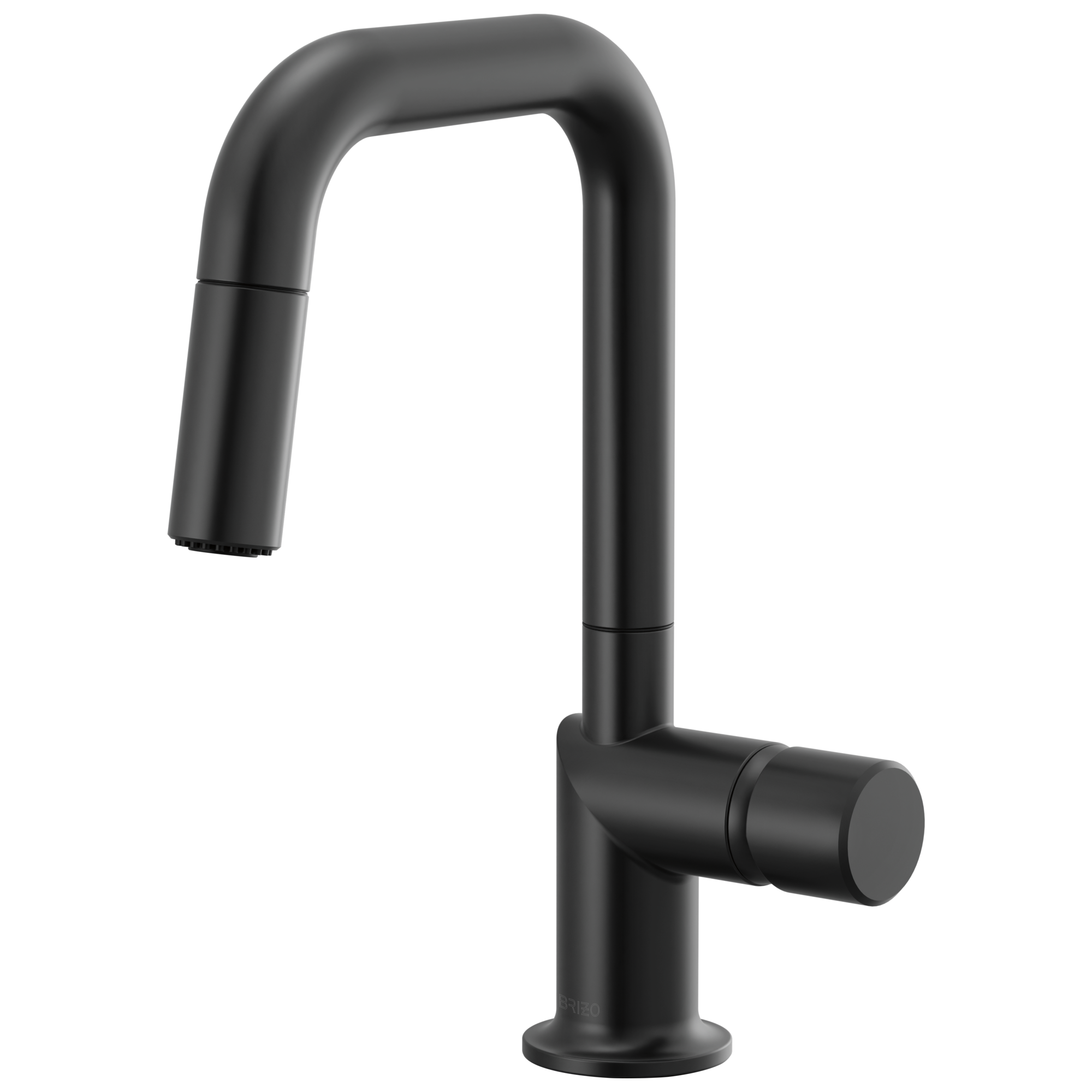 Brizo Odin Mezcladora Prep Extraíble — Surtidor Cuadrado — Negro Mate — Perilla Metálica