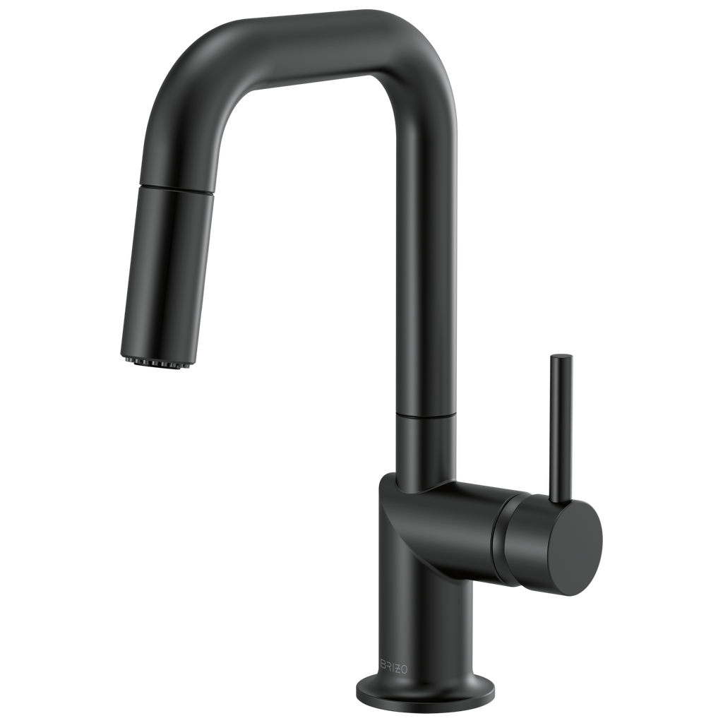 Brizo Odin Mezcladora Prep Extraíble — Surtidor Cuadrado — Negro Mate — Manija Metálica