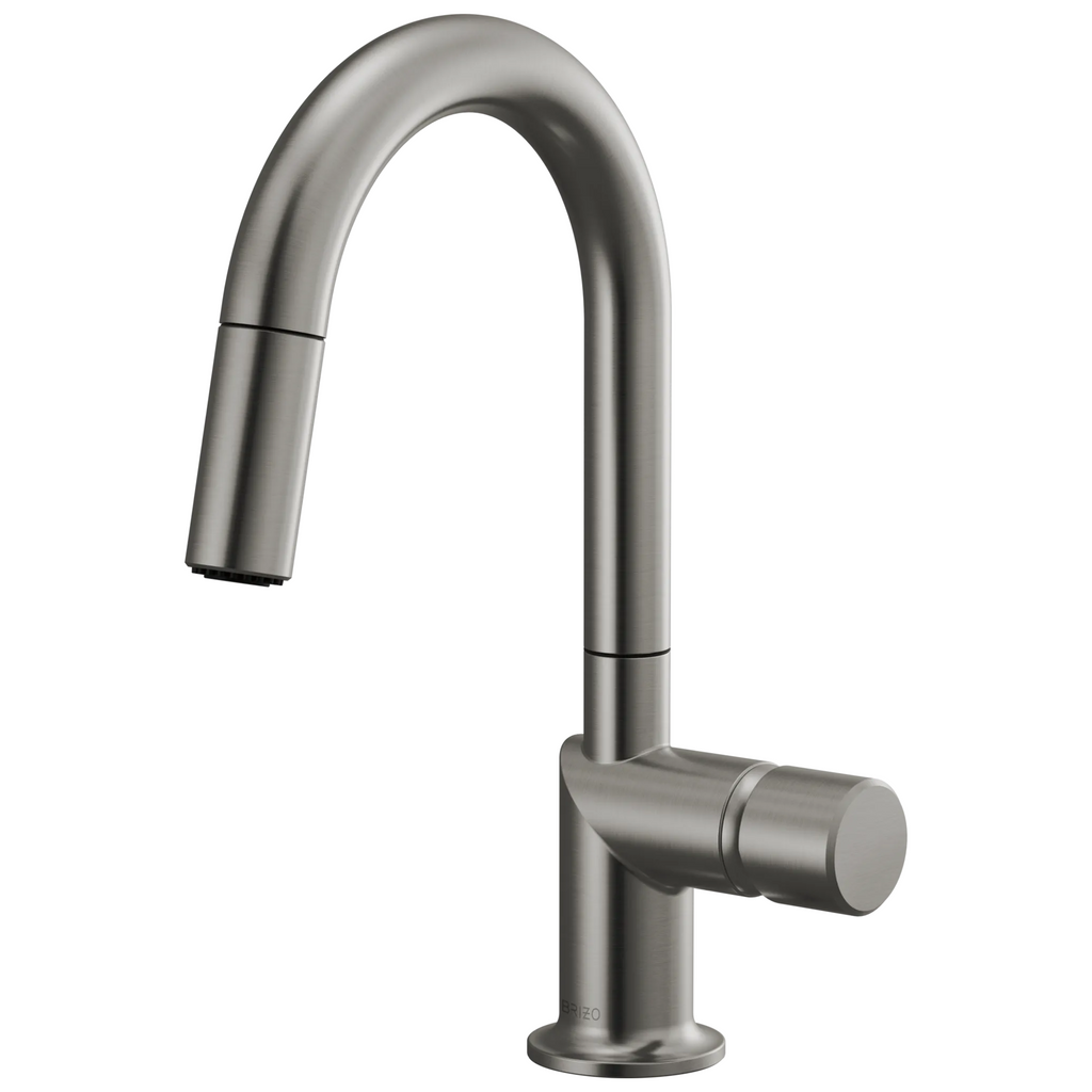 Brizo Odin Mezcladora Prep Extraíble — Surtidor en Arco — Acero Luxe — Perilla Metálica