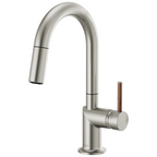 Brizo Odin Mezcladora Prep Extraíble — Surtidor en Arco — Acero Inoxidable — Manija de Madera