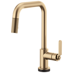 Brizo Litze Mezcladora Extraíble SmartTouch® — Surtidor Cuadrado, Manija Industrial — Oro Luxe