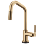 Brizo Litze Mezcladora Extraíble SmartTouch® — Surtidor en Ángulo, Manija Knurled — Oro Luxe