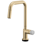 Brizo Odin Mezcladora Extraíble SmartTouch® — Surtidor Cuadrado — Oro Luxe — Perilla de Concreto