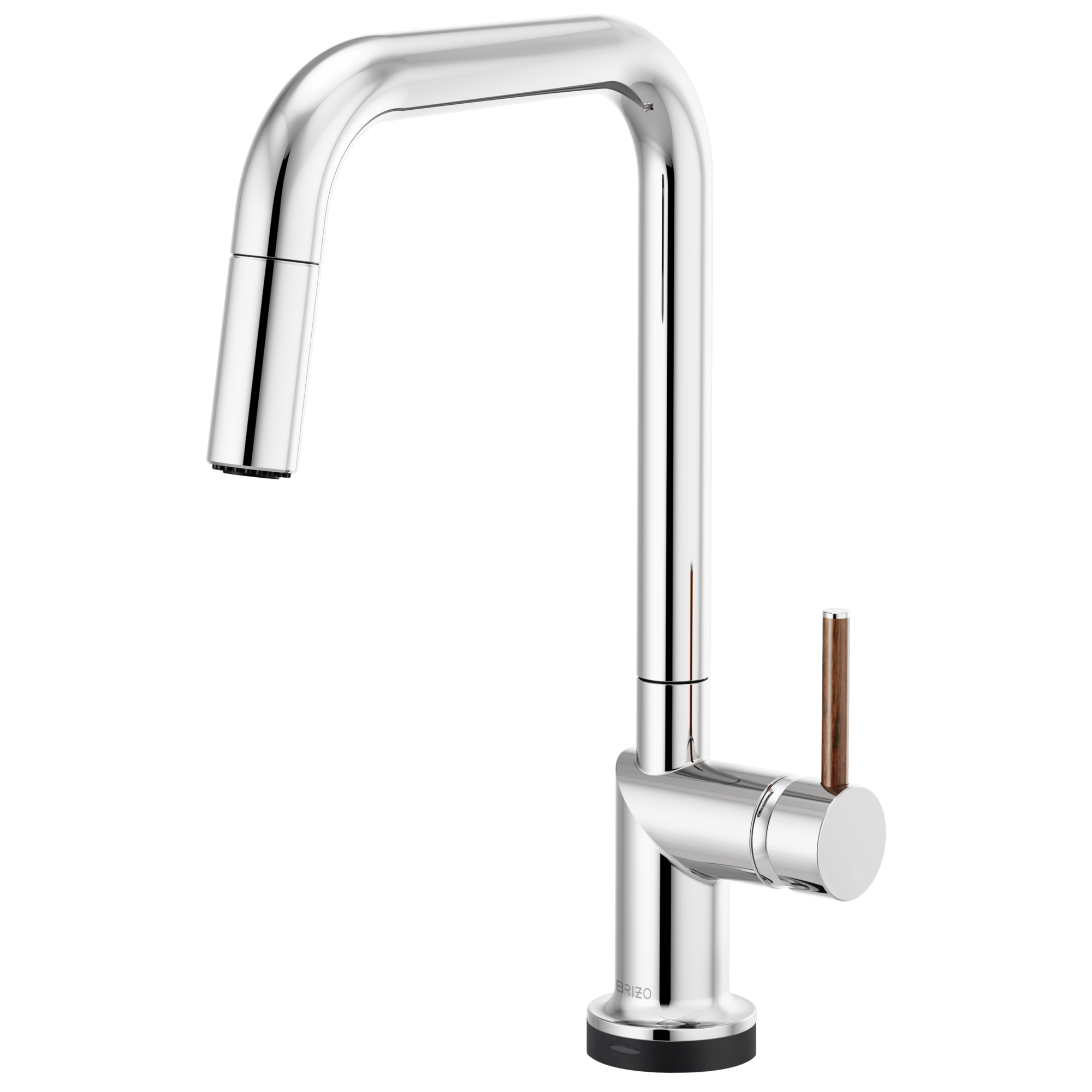 Brizo Odin Mezcladora Extraíble SmartTouch® — Surtidor Cuadrado — Cromo — Manija de Madera
