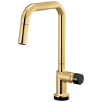 Brizo Odin Mezcladora Extraíble SmartTouch® — Surtidor Cuadrado — Oro Pulido — Perilla con Cristal Negro