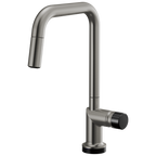 Brizo Odin Mezcladora Extraíble SmartTouch® — Surtidor Cuadrado — Acero Luxe — Perilla con Cristal Negro