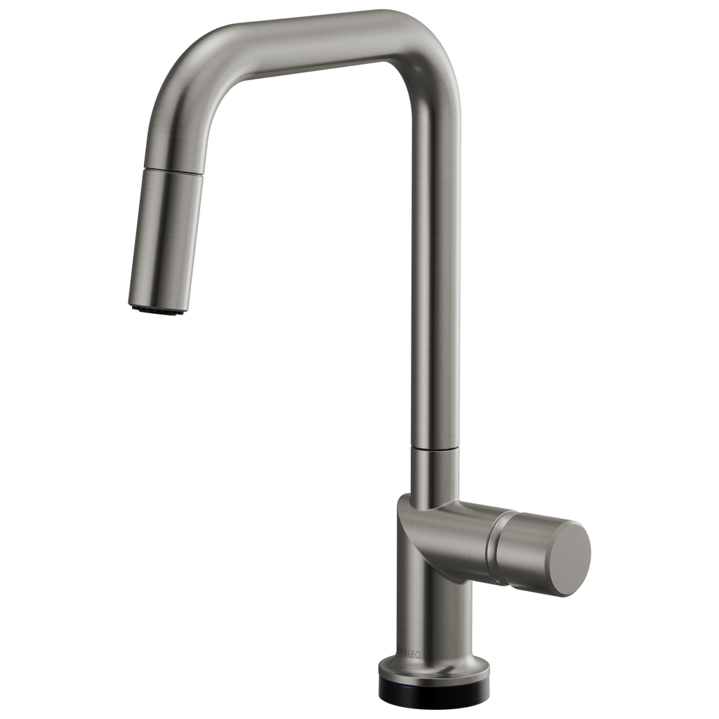 Brizo Odin Mezcladora Extraíble SmartTouch® — Surtidor Cuadrado — Acero Luxe — Perilla Metálica