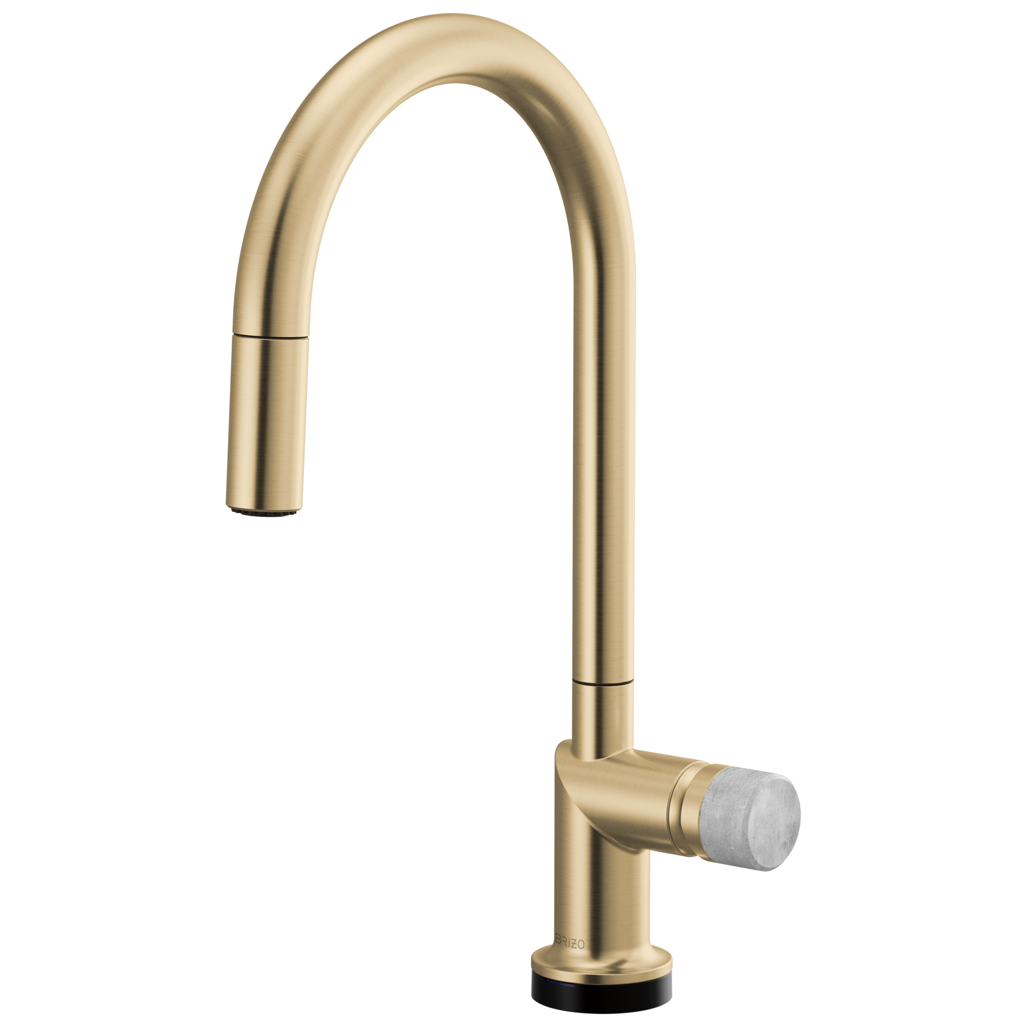Brizo Odin Mezcladora Extraíble SmartTouch® — Surtidor en Arco — Oro Luxe — Perilla de Concreto