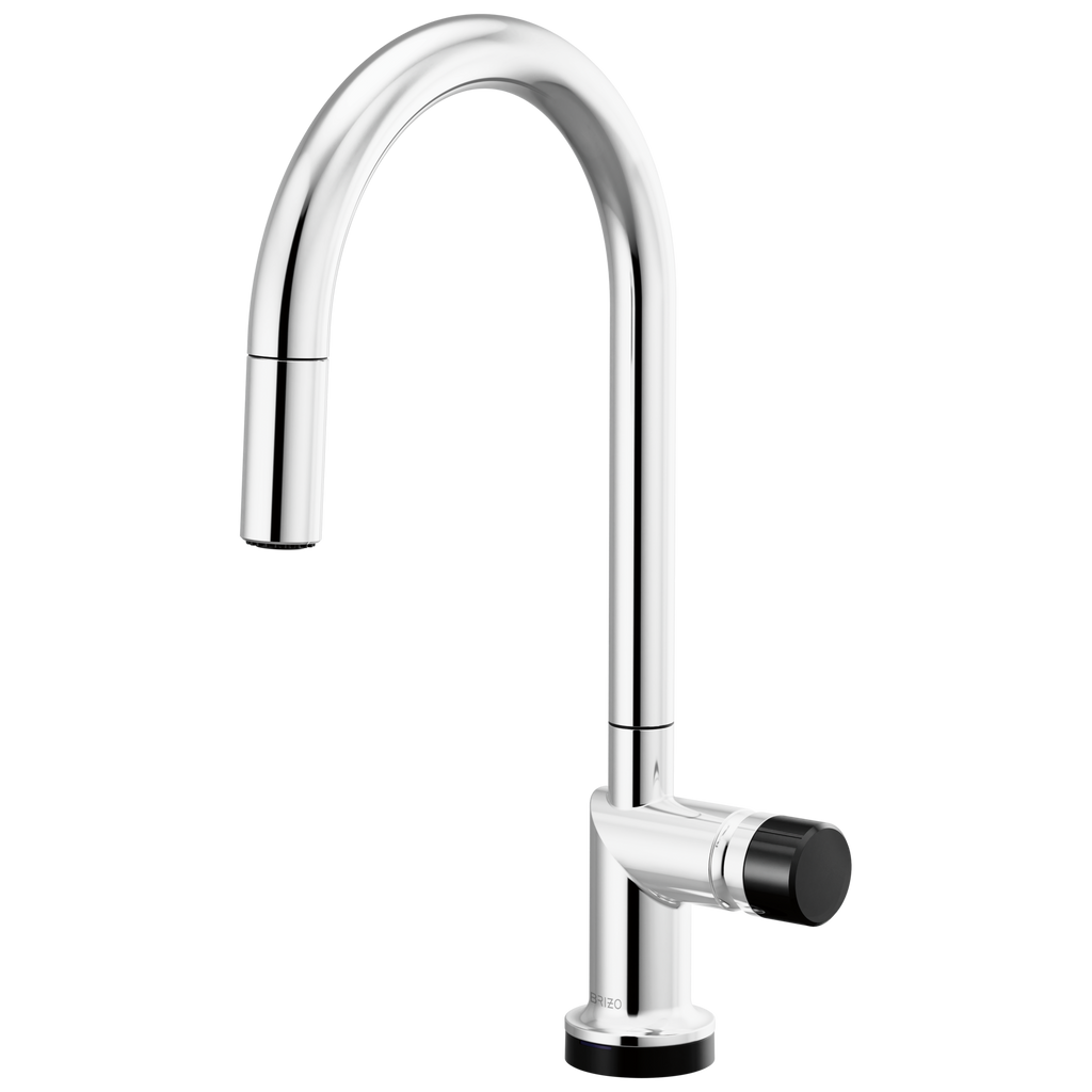 Brizo Odin Mezcladora Extraíble SmartTouch® — Surtidor en Arco — Cromo — Perilla con Cristal Negro