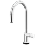 Brizo Odin Mezcladora Extraíble SmartTouch® — Surtidor en Arco — Cromo — Perilla de Mármol Blanco