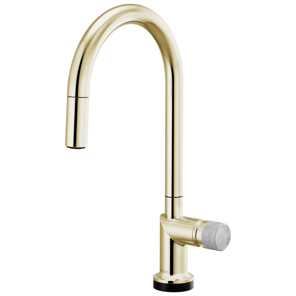 Brizo Odin Mezcladora Extraíble SmartTouch® — Surtidor en Arco — Níquel Pulido — Perilla de Concreto