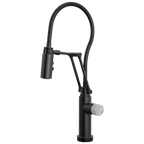 Brizo Odin Mezcladora Articulante SmartTouch® con Manguera Integrada — Negro Mate — Perilla de Concreto