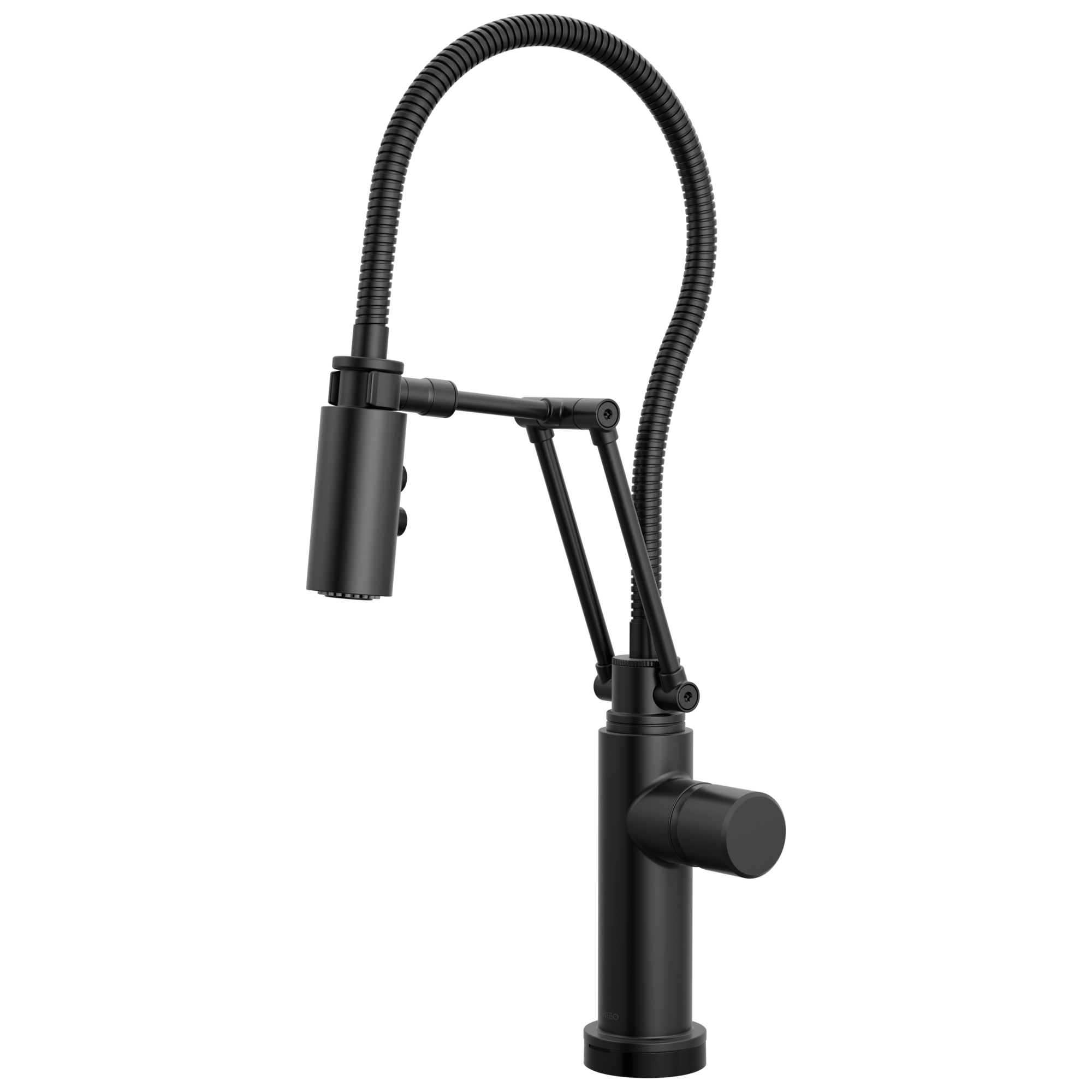 Brizo Odin Mezcladora Articulante SmartTouch® con Manguera Integrada — Negro Mate — Perilla Metálica