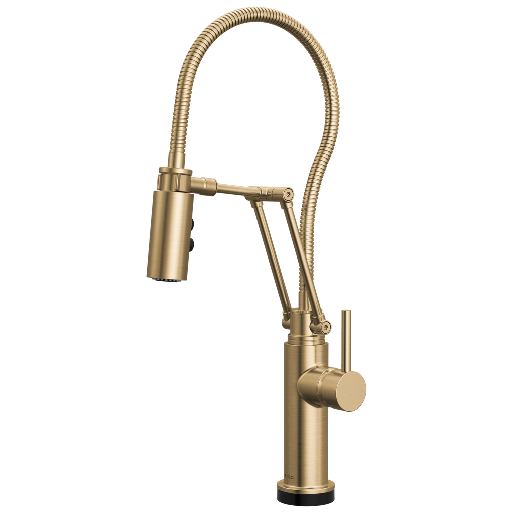 Brizo Odin Mezcladora Articulante SmartTouch® con Manguera Integrada — Oro Luxe — Manija Metálica