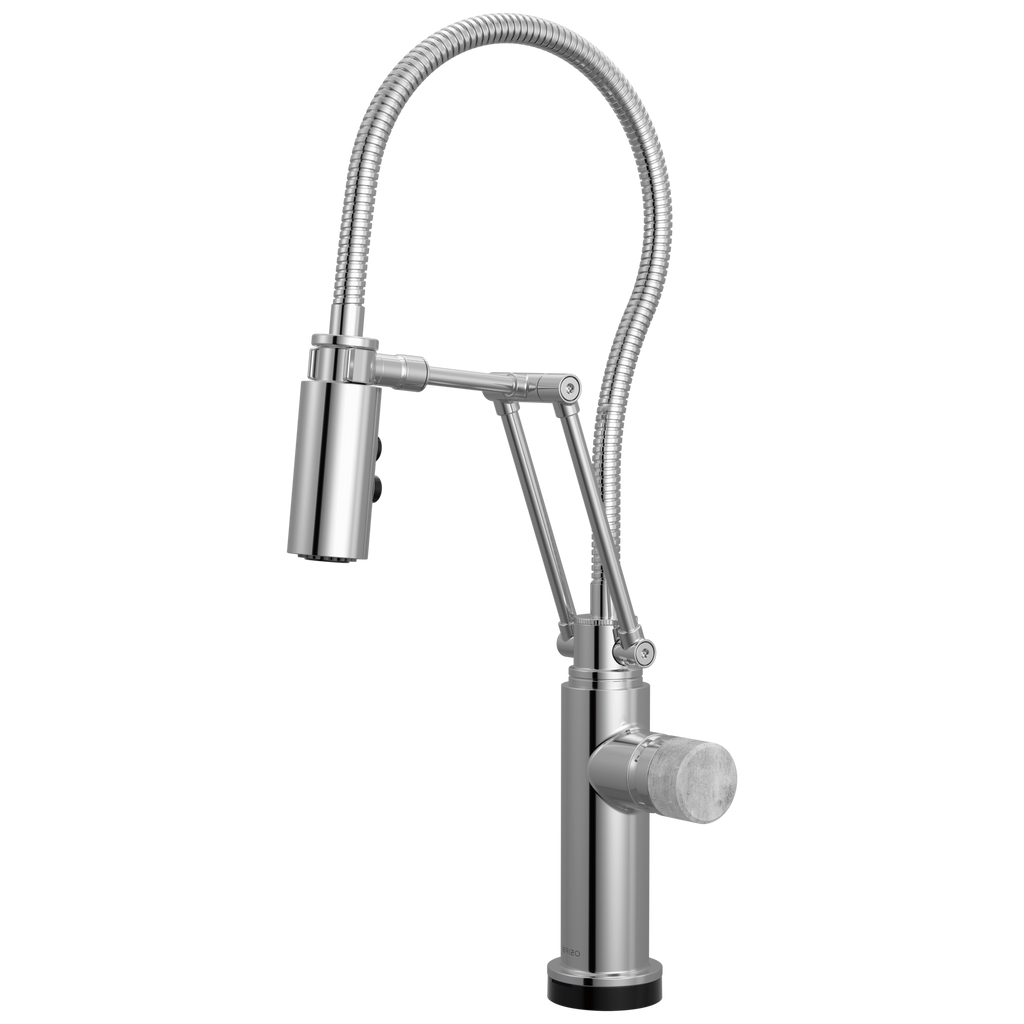Brizo Odin Mezcladora Articulante SmartTouch® con Manguera Integrada — Cromo — Perilla de Concreto