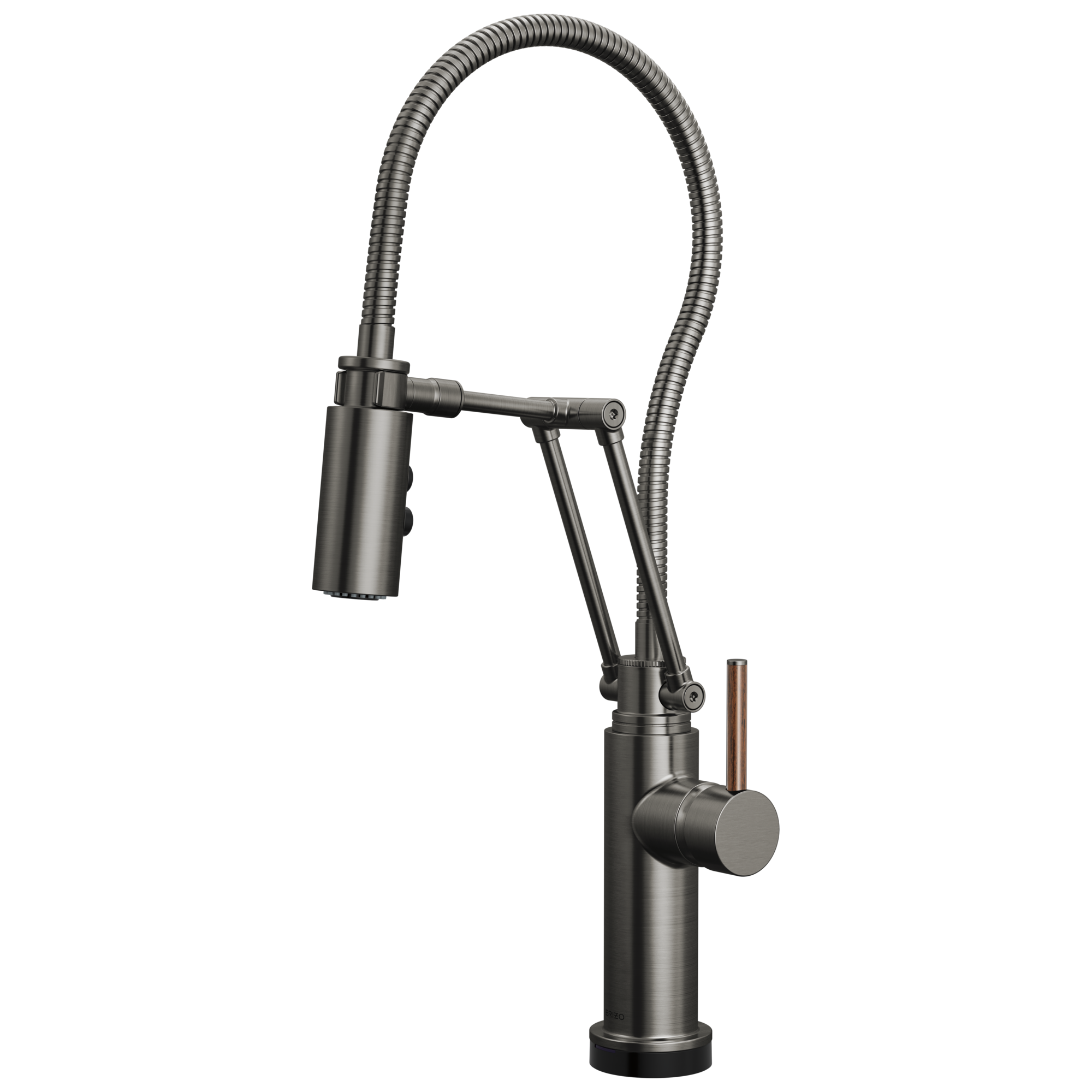 Brizo Odin Mezcladora Articulante SmartTouch® con Manguera Integrada — Acero Luxe — Manija de Madera