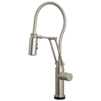 Brizo Odin Mezcladora Articulante SmartTouch® con Manguera Integrada — Acero Inoxidable — Perilla Metálica