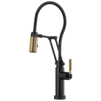 Brizo Litze Mezcladora Articulante SmartTouch® con Manguera Integrada (64143LF) — Negro Mate/Oro Luxe