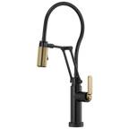Brizo Litze Mezcladora Articulante SmartTouch® con Manguera Integrada (64144LF) — Negro Mate/Oro Luxe