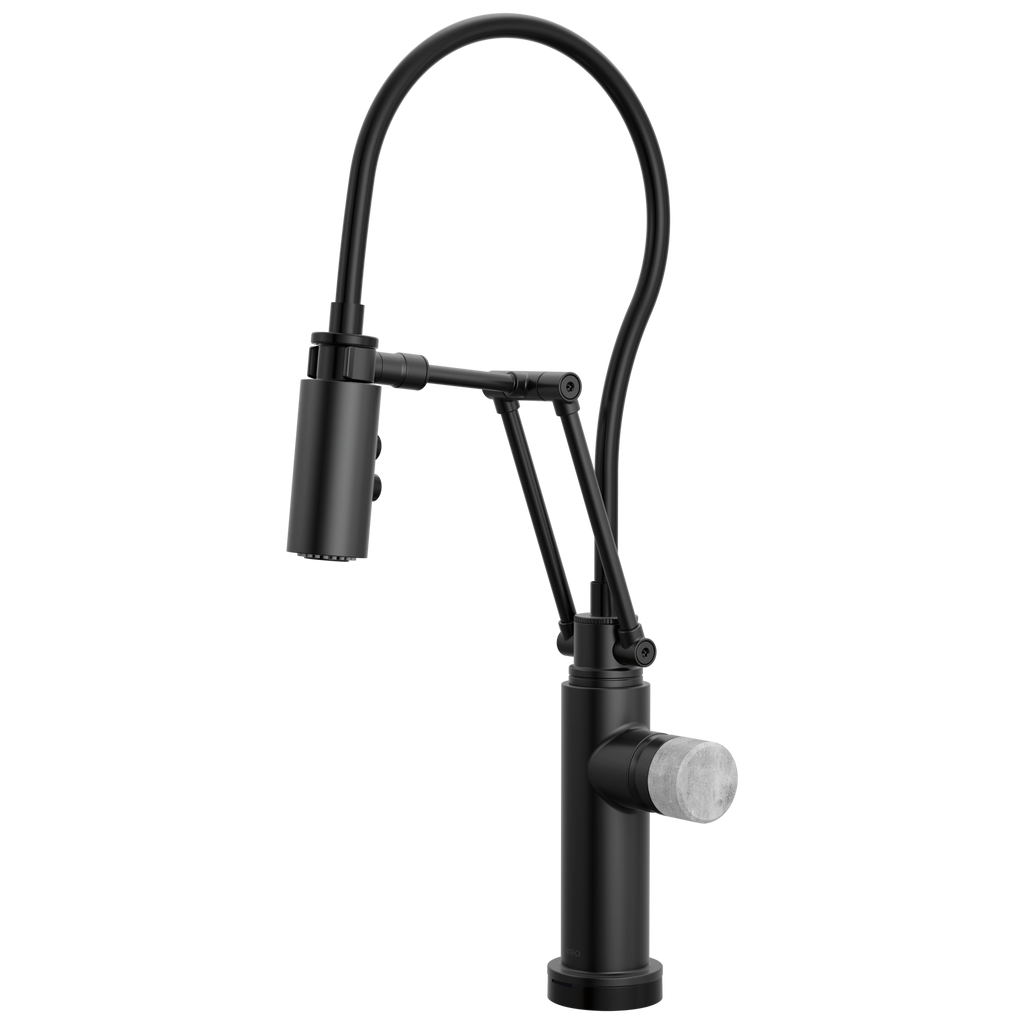 Brizo Odin Mezcladora Articulante SmartTouch® — Negro Mate — Perilla de Concreto