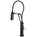 Brizo Odin Mezcladora Articulante SmartTouch® — Negro Mate — Perilla de Mármol Blanco