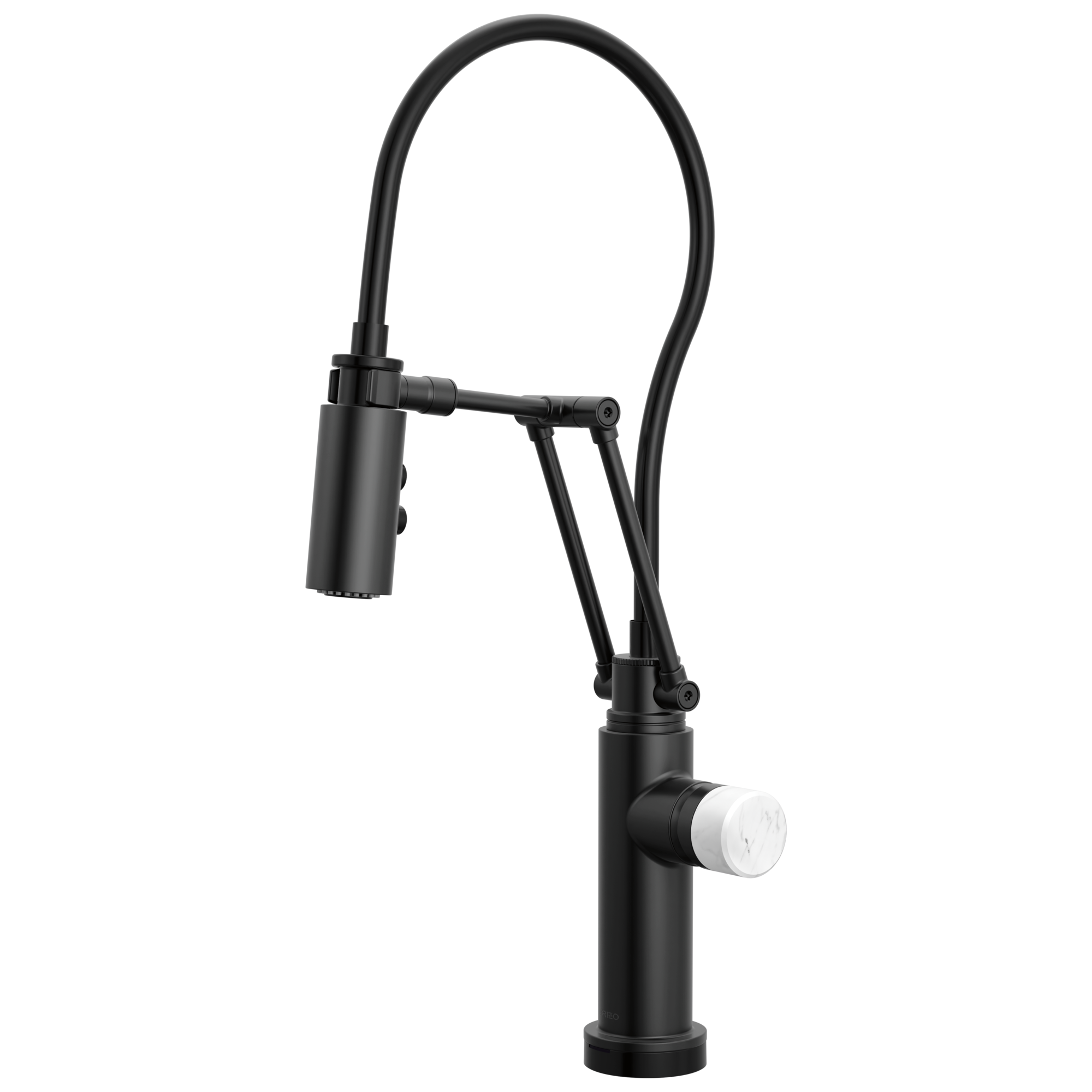 Brizo Odin Mezcladora Articulante SmartTouch® — Negro Mate — Perilla de Mármol Blanco