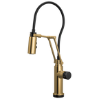Brizo Odin Mezcladora Articulante SmartTouch® — Oro Pulido — Perilla con Cristal Negro