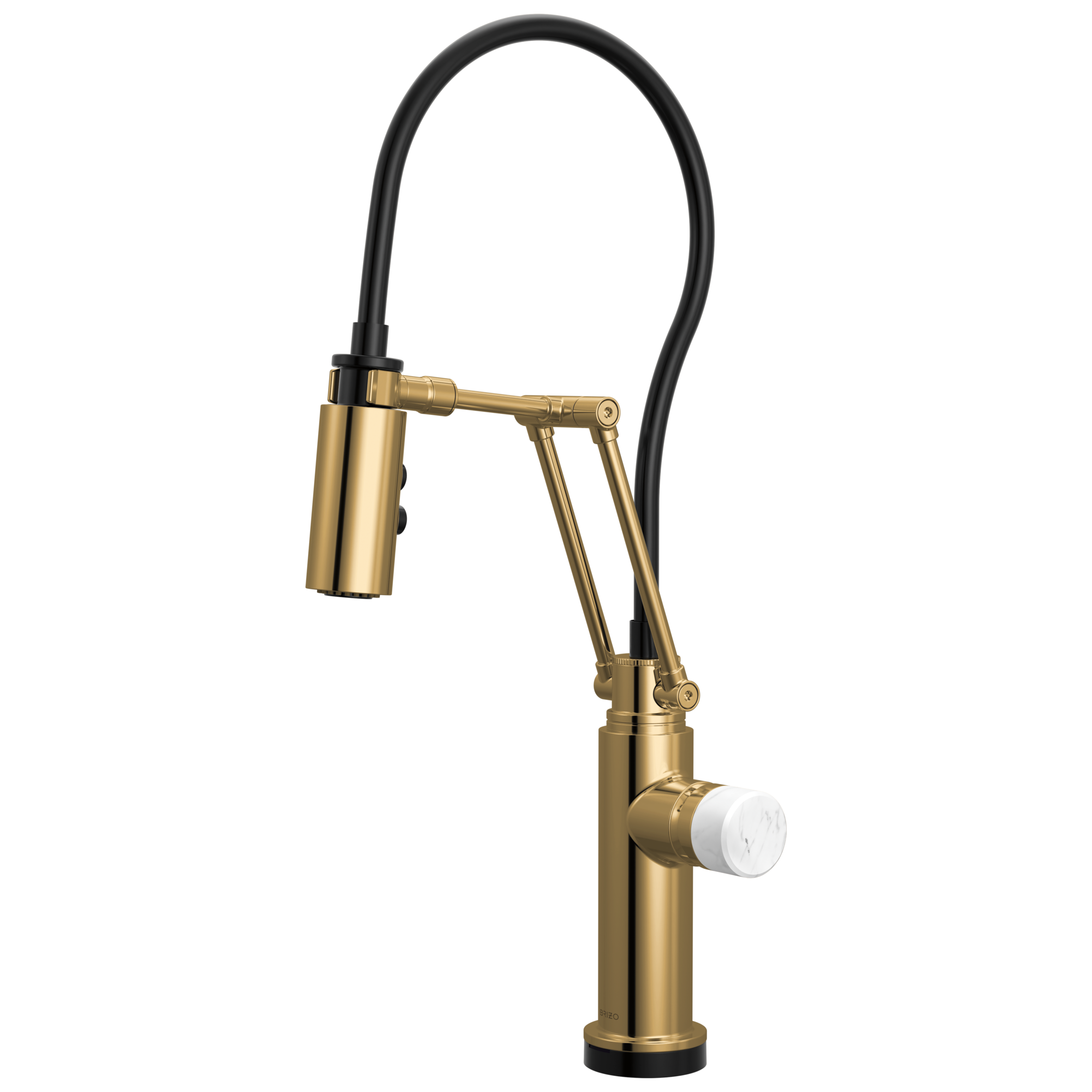 Brizo Odin Mezcladora Articulante SmartTouch® — Oro Pulido — Perilla de Mármol Blanco