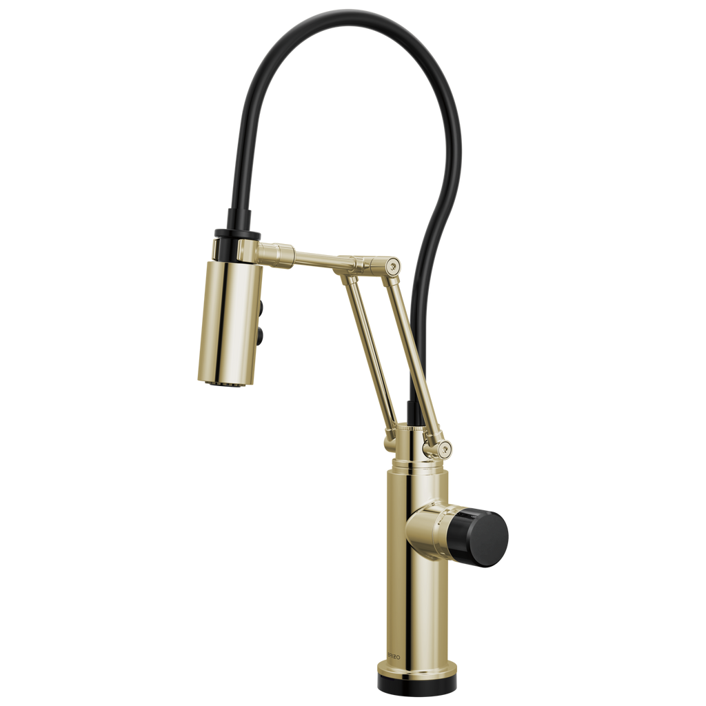 Brizo Odin Mezcladora Articulante SmartTouch® — Níquel Pulido — Perilla con Cristal Negro