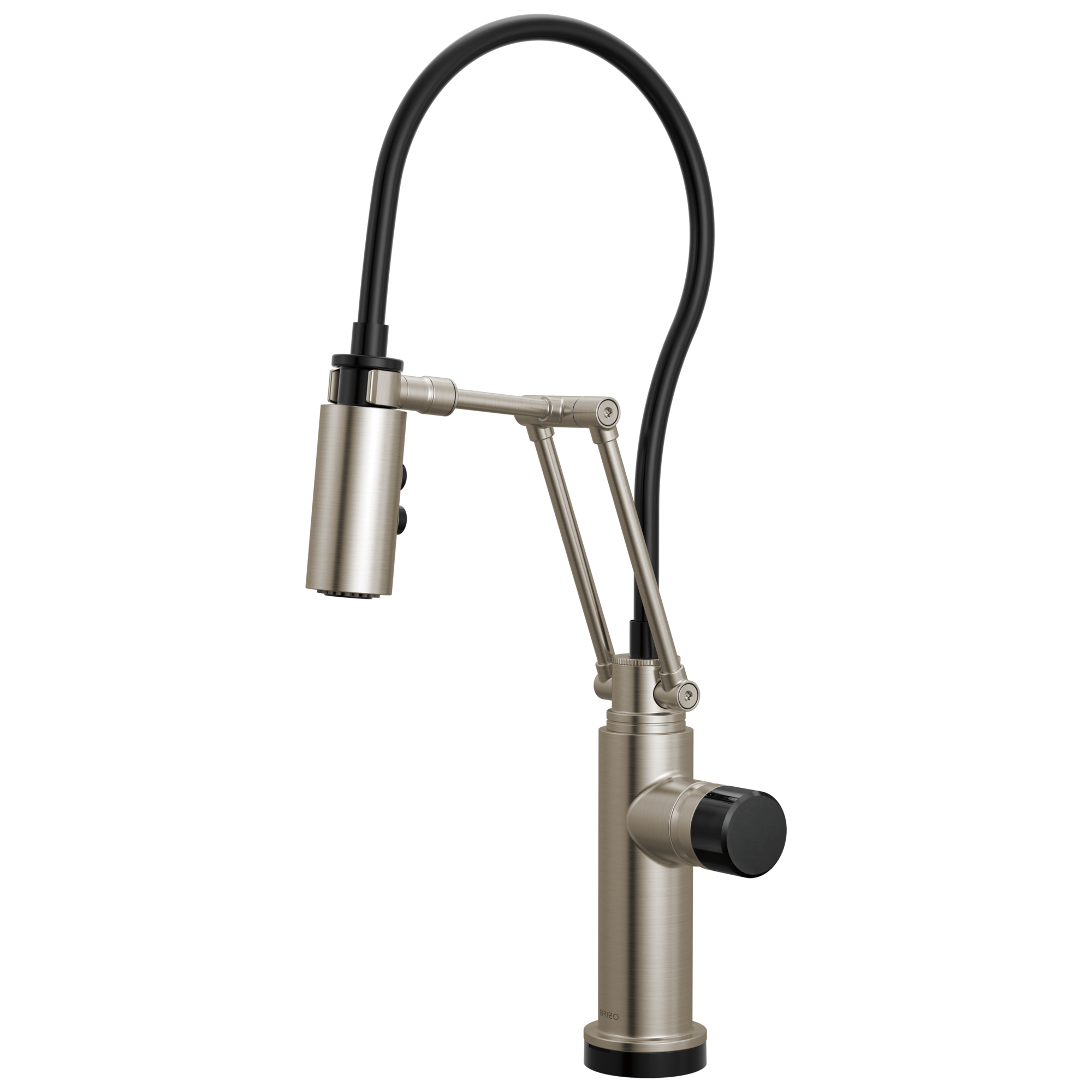 Brizo Odin Mezcladora Articulante SmartTouch® — Acero Inoxidable — Perilla con Cristal Negro