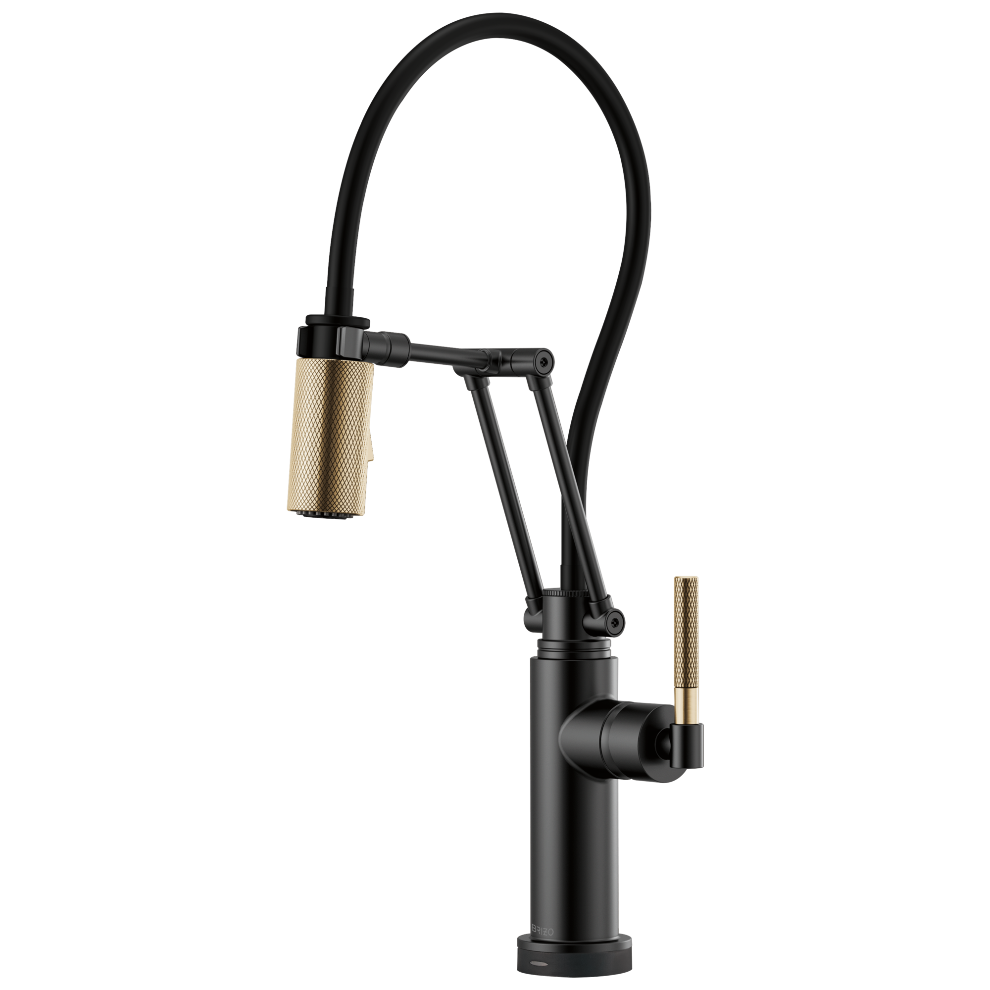 Brizo Litze Mezcladora Articulante SmartTouch® — Manija Knurled — Negro Mate/Oro Luxe