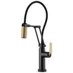 Brizo Litze Mezcladora Articulante SmartTouch® — Manija Industrial — Negro Mate/Oro Luxe