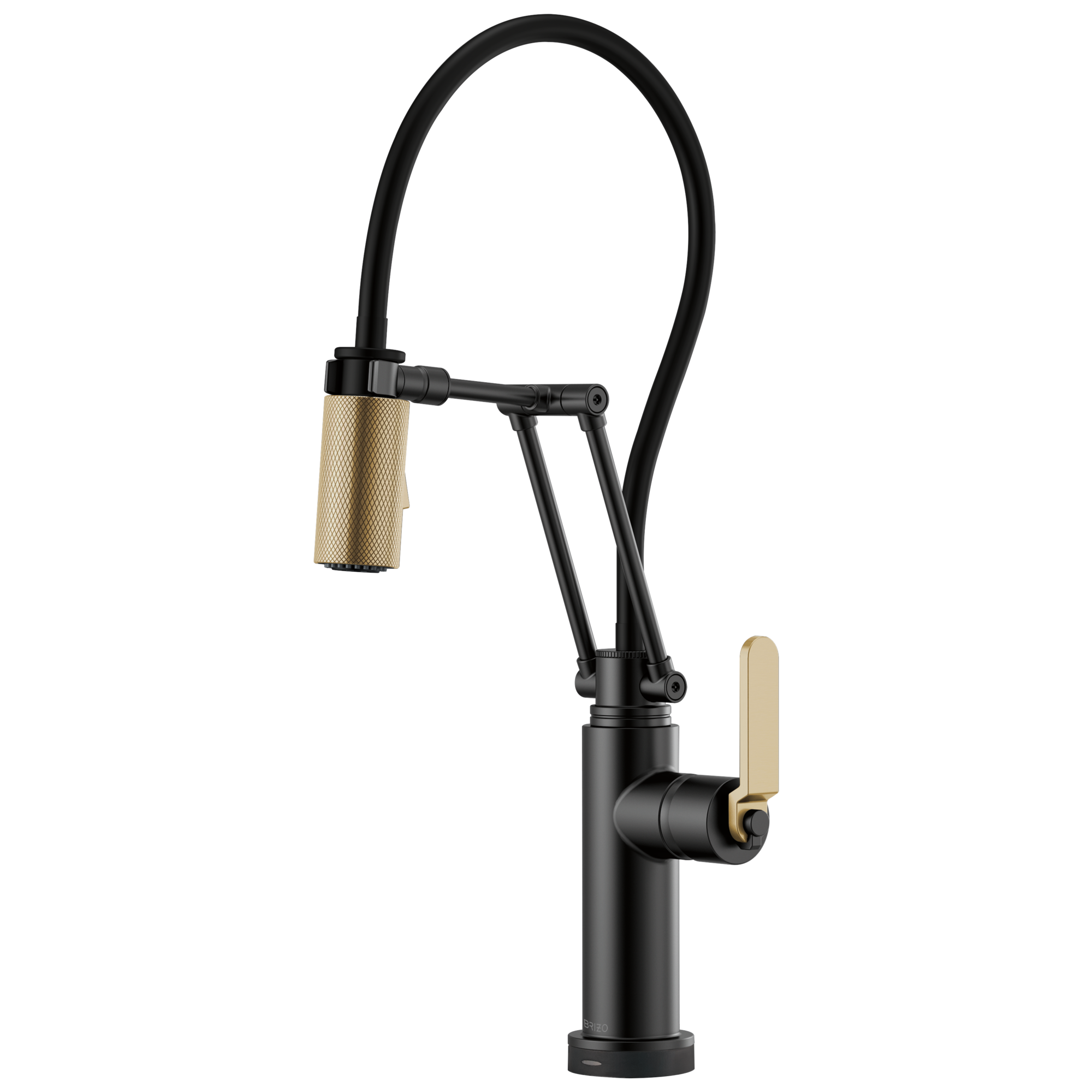 Brizo Litze Mezcladora Articulante SmartTouch® — Manija Industrial — Negro Mate/Oro Luxe