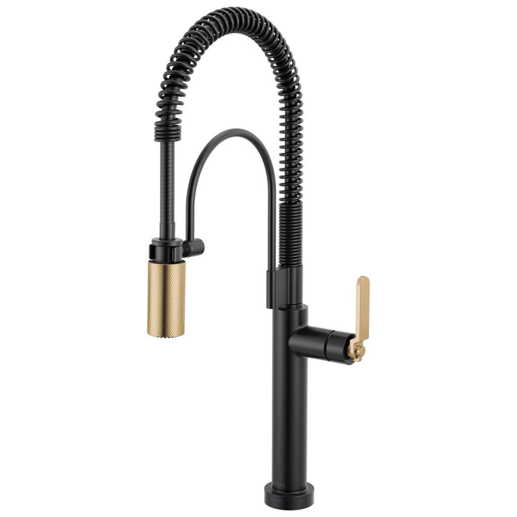 Brizo Litze Mezcladora Semi-Profesional SmartTouch® — Manija Industrial — Negro Mate/Oro Luxe